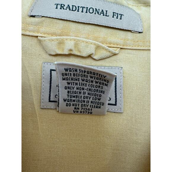 L.L. Bean Mens Pale Yellow Traditional Fit Flap Pocket Button Down Shirt Size L - Picture 4 of 6